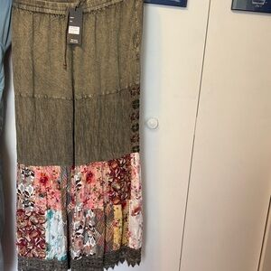 Floral Patchwork Wide Leg Pants